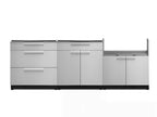 NewAge Outdoor Kitchen 3-Piece Cabinet Set with 3-Drawer, Bar and 33in Grill Cabinet