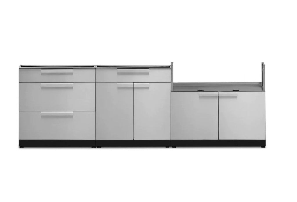 NewAge Outdoor Kitchen 3-Piece Cabinet Set with 3-Drawer, Bar and 40in Grill Cabinet
