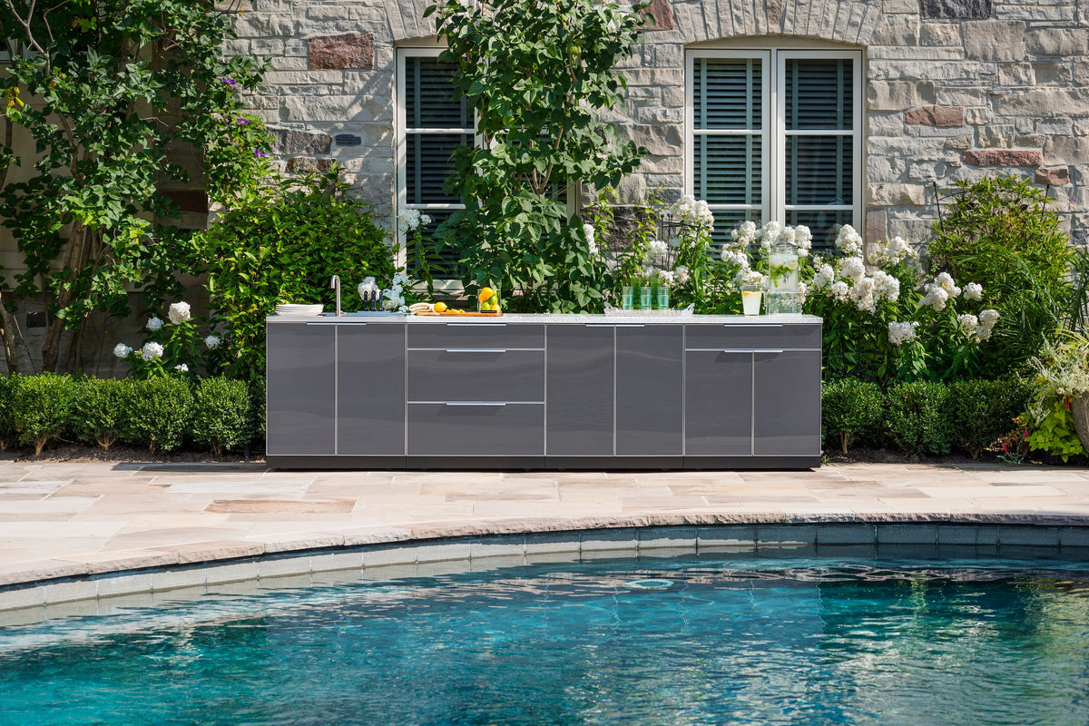NewAge Outdoor Kitchen 3-Piece Cabinet Set with 3-Drawer, Bar and 33in Grill Cabinet