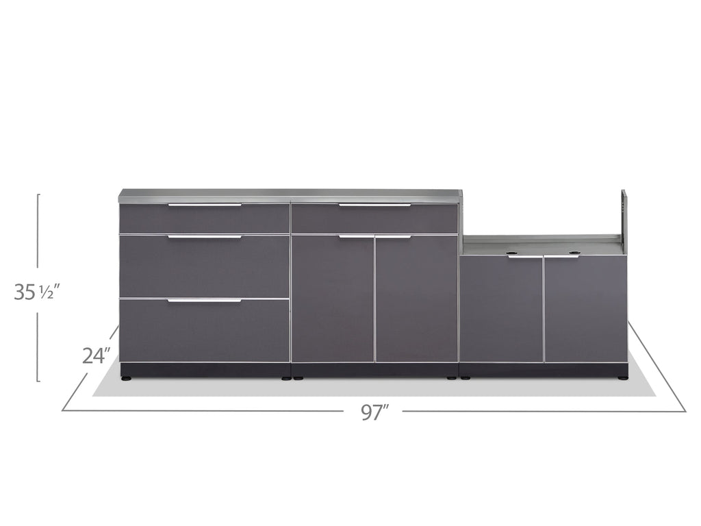 NewAge Outdoor Kitchen 3-Piece Cabinet Set with 3-Drawer, Bar and 33in Grill Cabinet