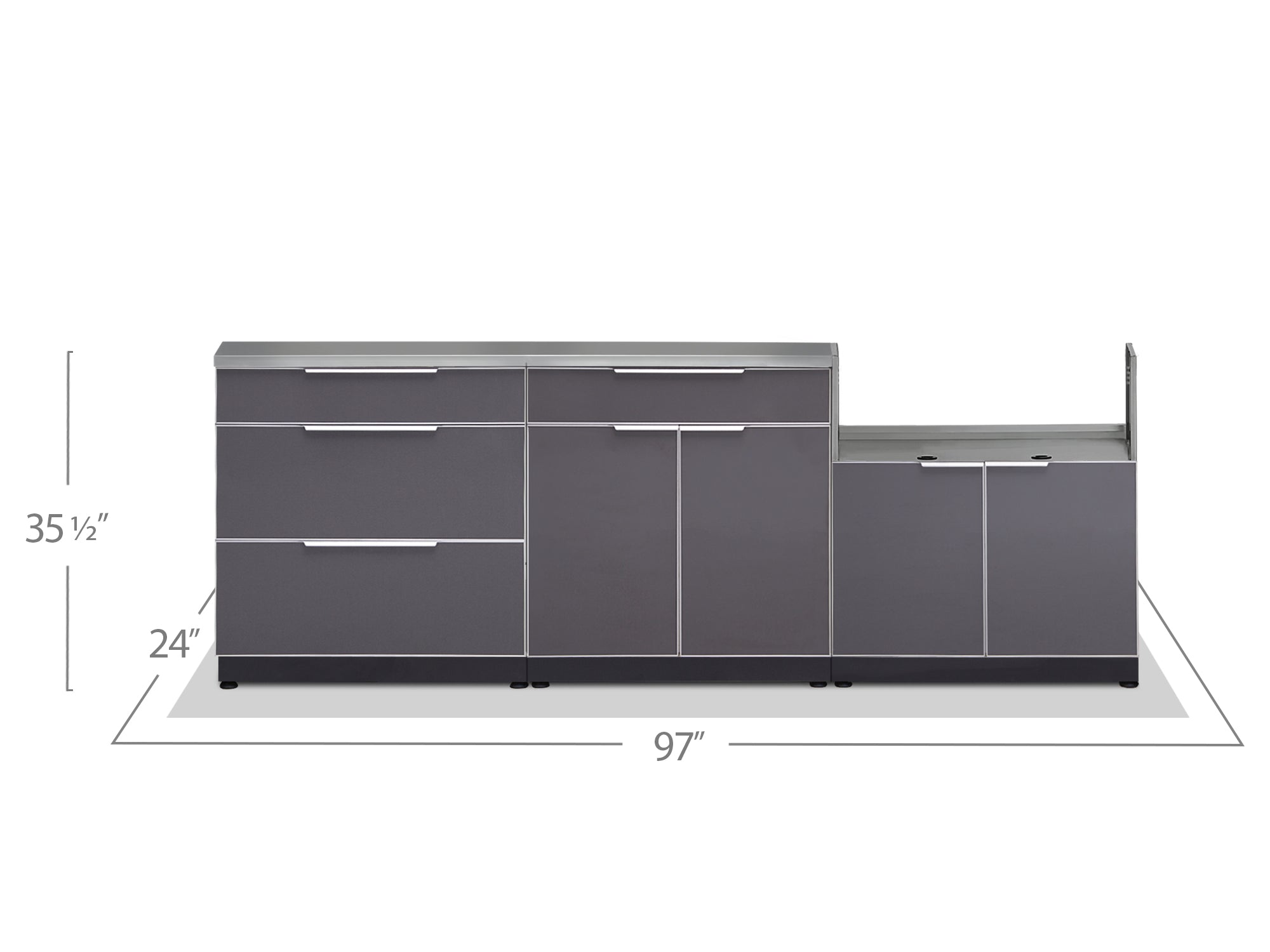 NewAge Outdoor Kitchen 3-Piece Cabinet Set with 3-Drawer, Bar and 33in Grill Cabinet