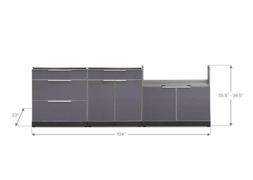 NewAge Outdoor Kitchen 3-Piece Cabinet Set with 3-Drawer, Bar and 40in Grill Cabinet