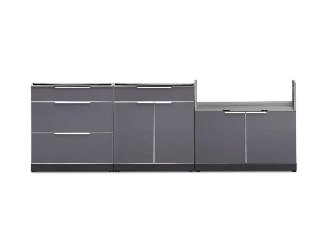 NewAge Outdoor Kitchen 3-Piece Cabinet Set with 3-Drawer, Bar and 40in Grill Cabinet