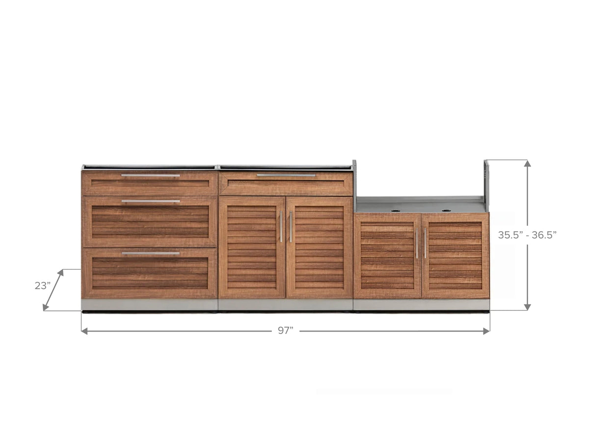 NewAge Outdoor Kitchen 3-Piece Cabinet Set with 3-Drawer, Bar and 33in Grill Cabinet