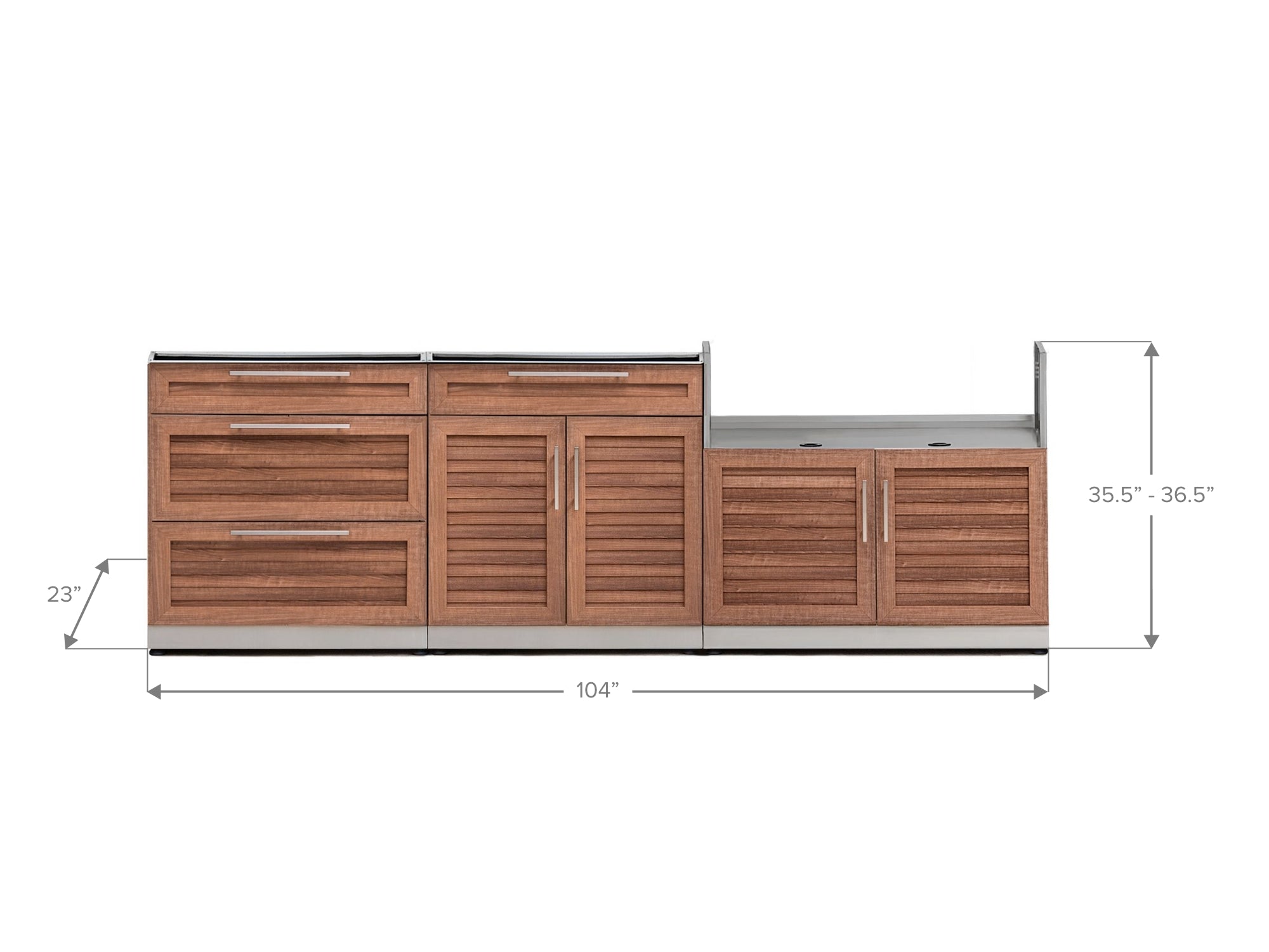 NewAge Outdoor Kitchen 3-Piece Cabinet Set with 3-Drawer, Bar and 40in Grill Cabinet