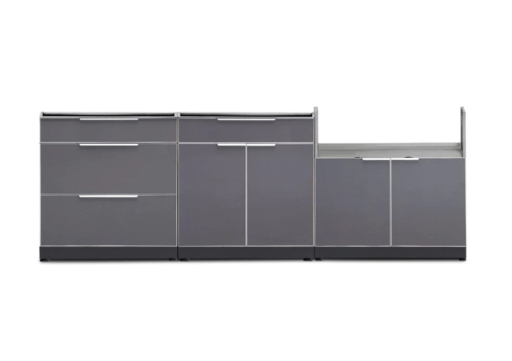 NewAge Outdoor Kitchen 3-Piece Cabinet Set with 3-Drawer, Bar and 36in Grill Cabinet