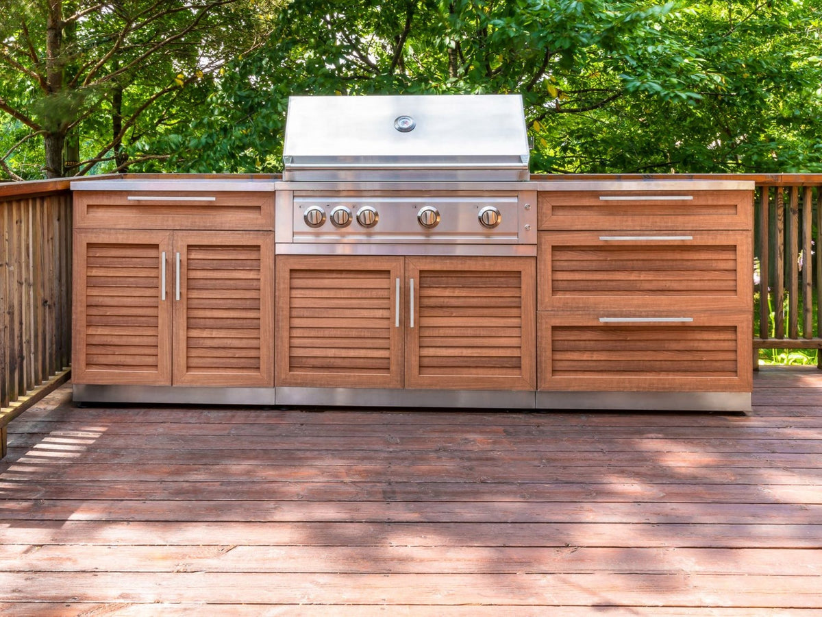 NewAge Outdoor Kitchen 3-Piece Cabinet Set with 3-Drawer, Bar and 36in Grill Cabinet