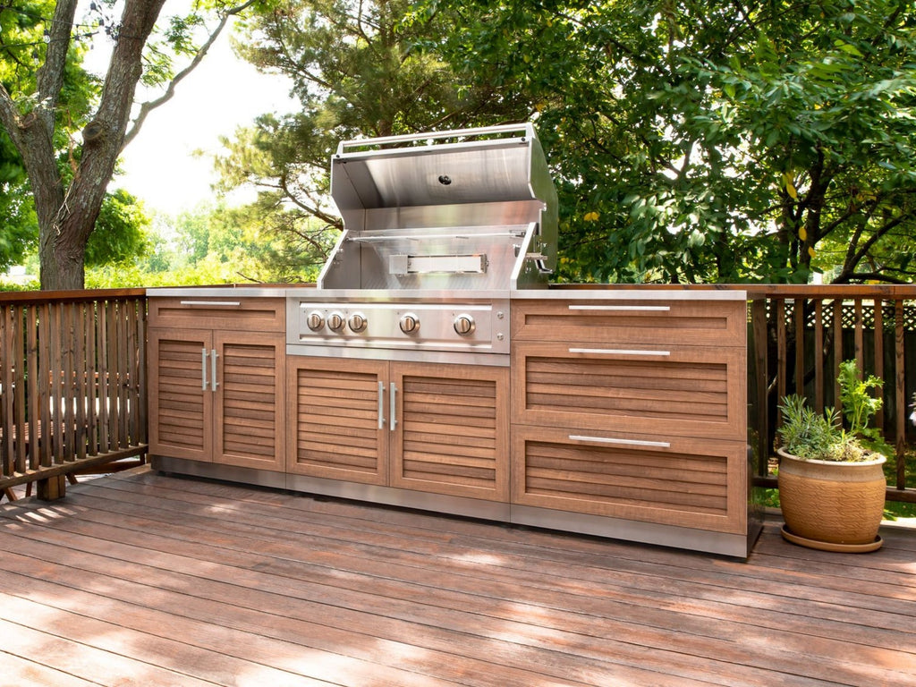 NewAge Outdoor Kitchen 3-Piece Cabinet Set with 3-Drawer, Bar and 36in Grill Cabinet