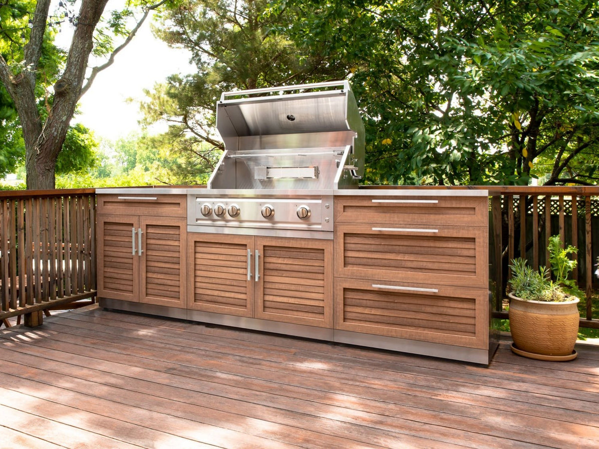 NewAge Outdoor Kitchen 3-Piece Cabinet Set with 3-Drawer, Bar and 36in Grill Cabinet