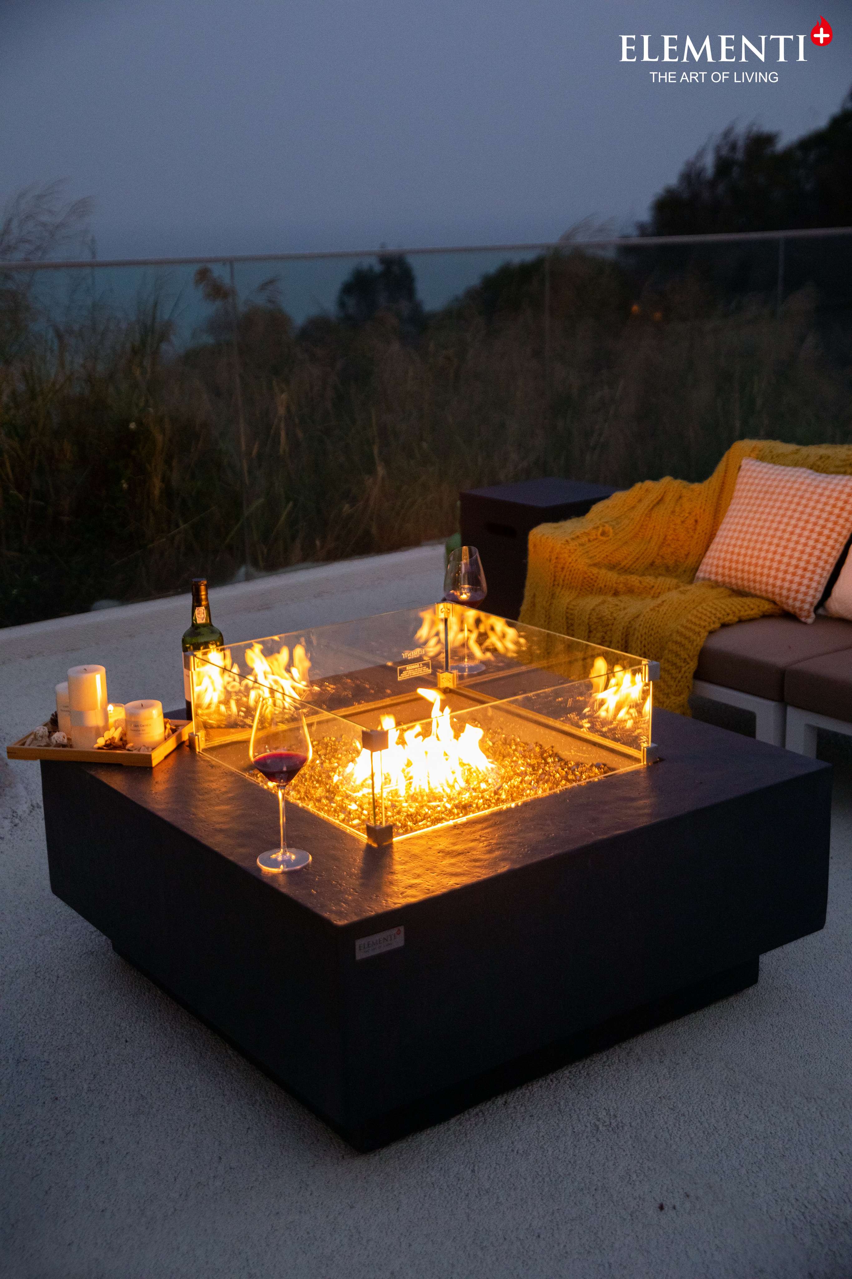 Elementi Plus Bergen Square Concrete Fire Pit Table