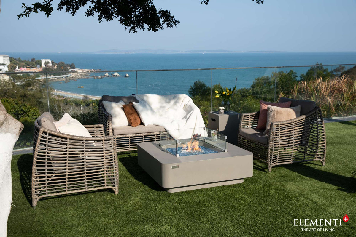 Elementi Plus Lucerne Square Concrete Fire Pit Table