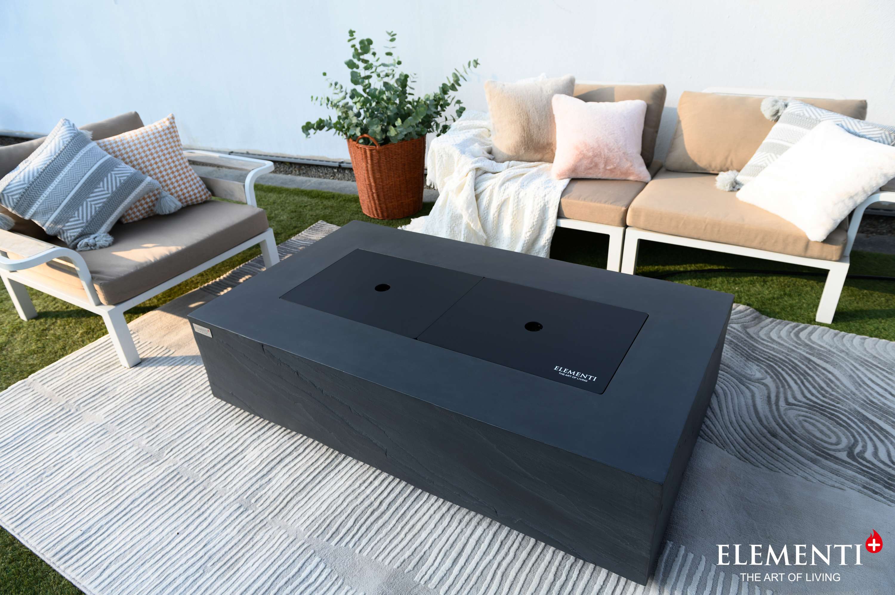 Elementi Plus Cape Town Rectangular Concrete Fire Pit Table