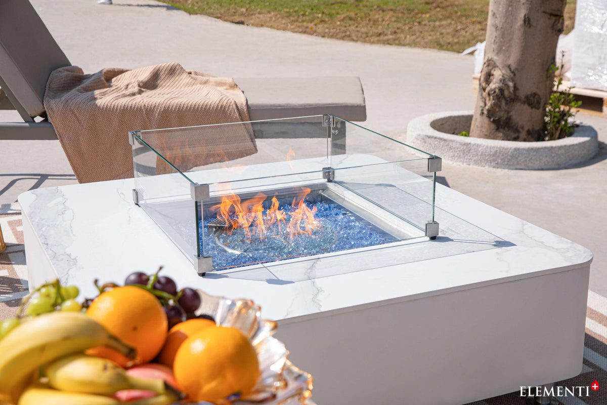 Elementi Plus Annecy Marble Porcelain Fire Table