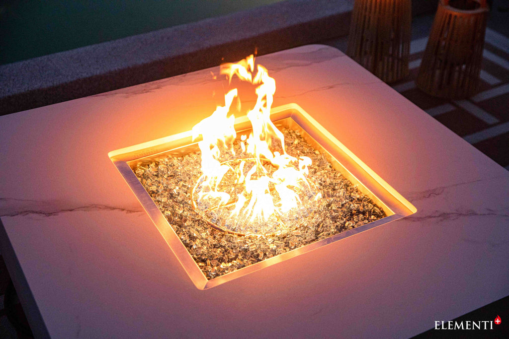 Elementi Plus Annecy Marble Porcelain Fire Table