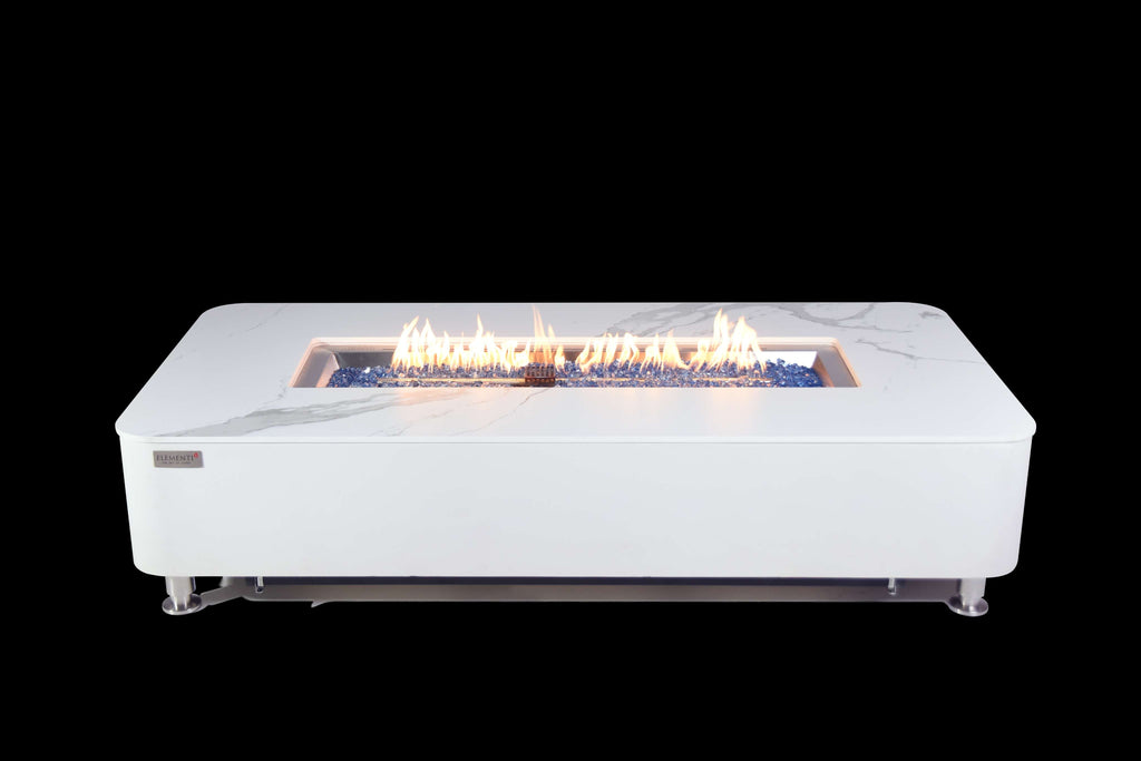 Elementi Plus Athens Rectangular Marble Concrete Base Fire Pit Table