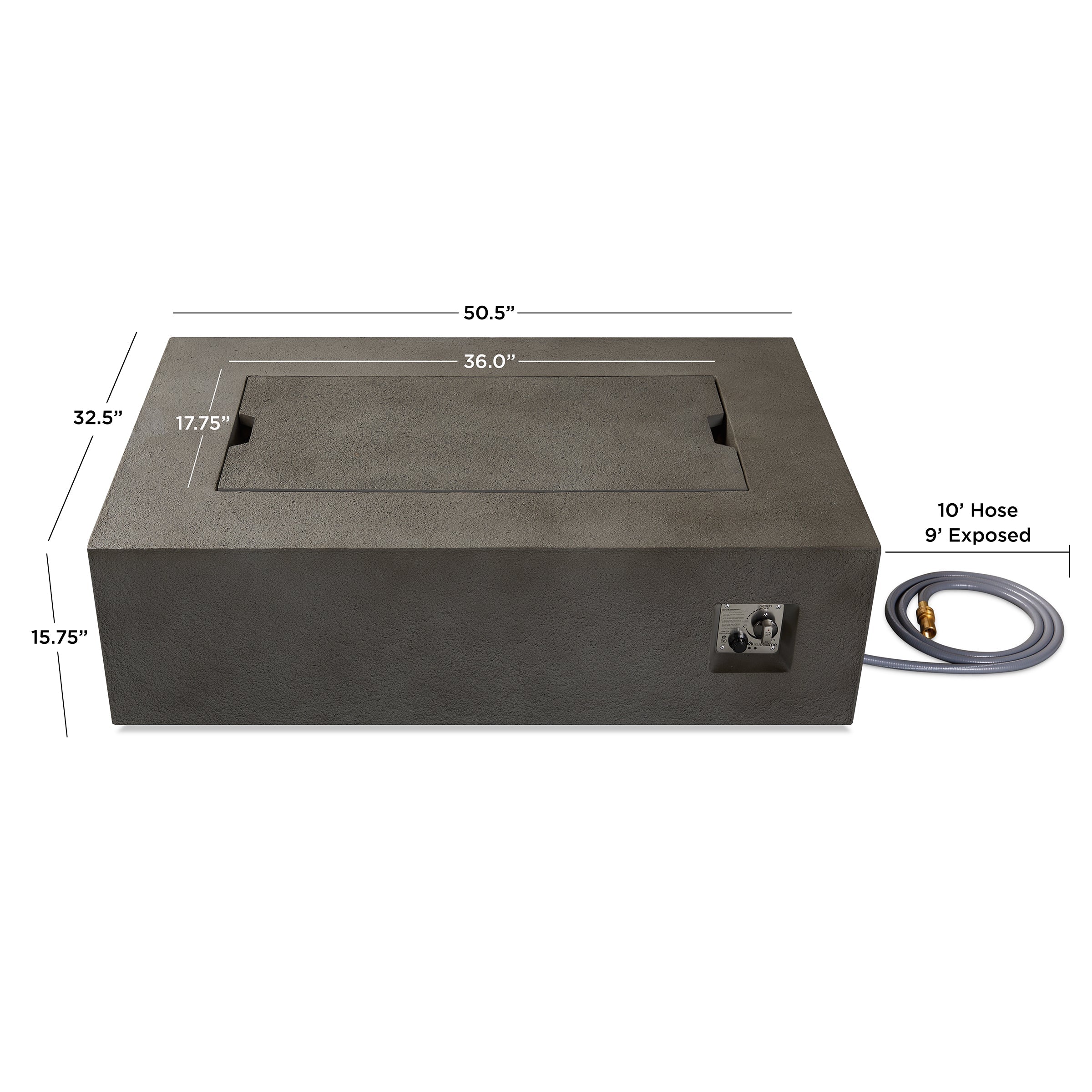 Real Flame Baltic Rectangle Fire Pit Table Propane/Natural Gas