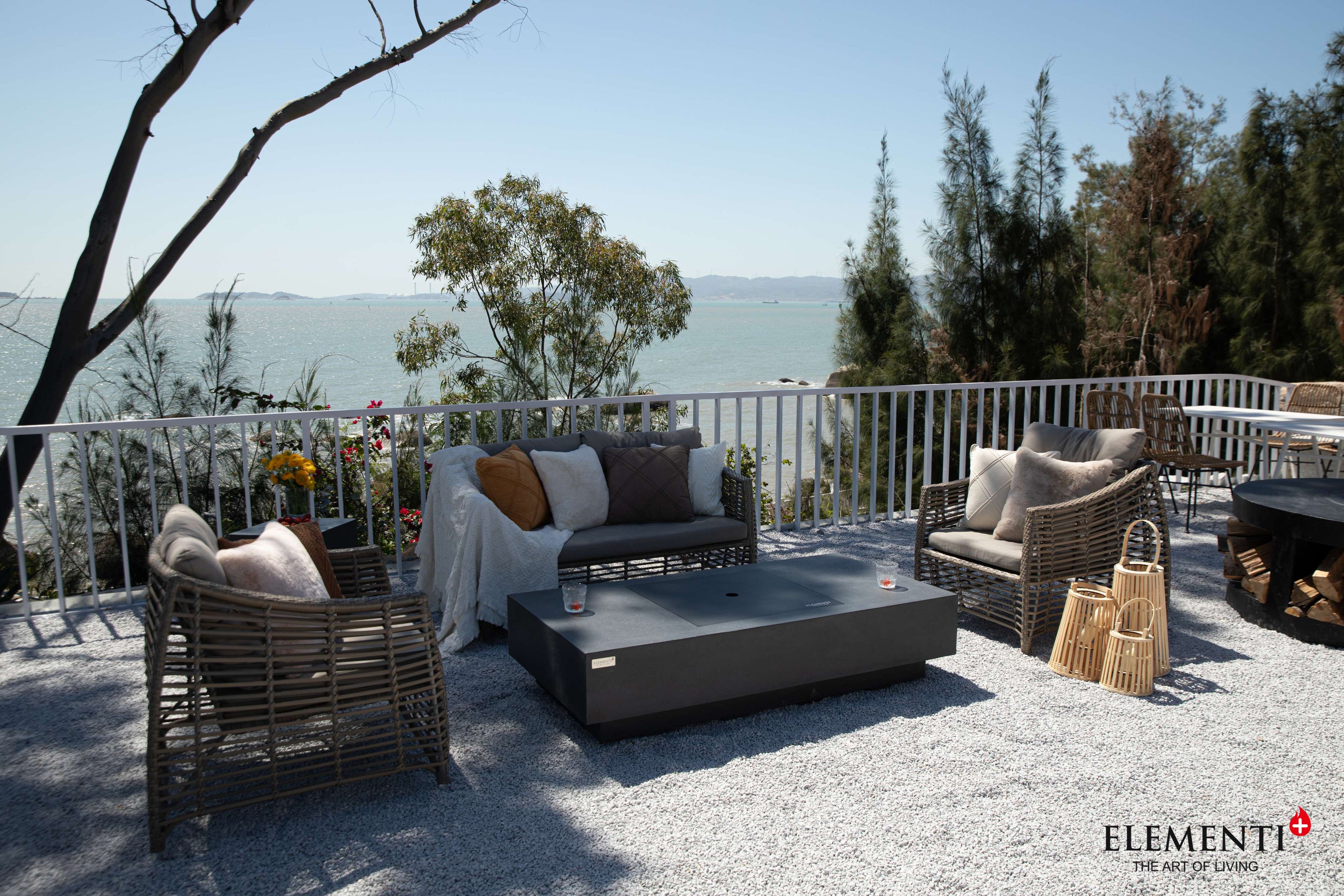Elementi Plus Cannes Rectangular Concrete Fire Pit Table