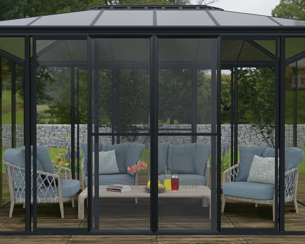 Canopia Ledro Enclosed Gazebo w/ Screen Doors - Gray