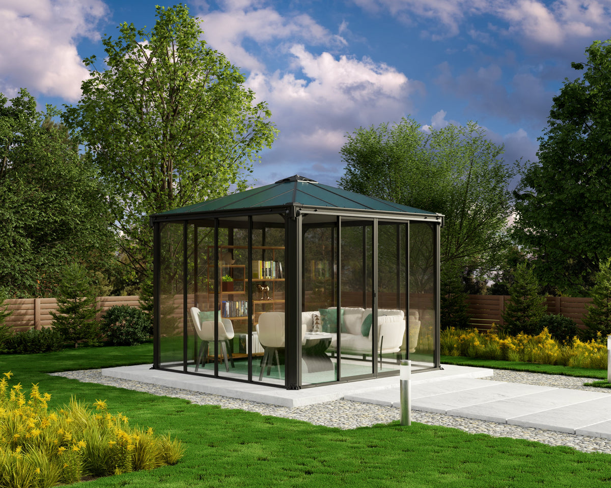 Canopia Ledro Enclosed Gazebo w/ Screen Doors - Gray