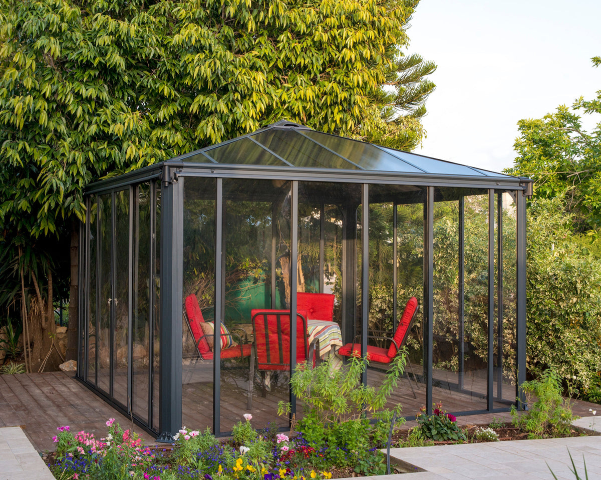 Canopia Ledro Enclosed Gazebo w/ Screen Doors - Gray