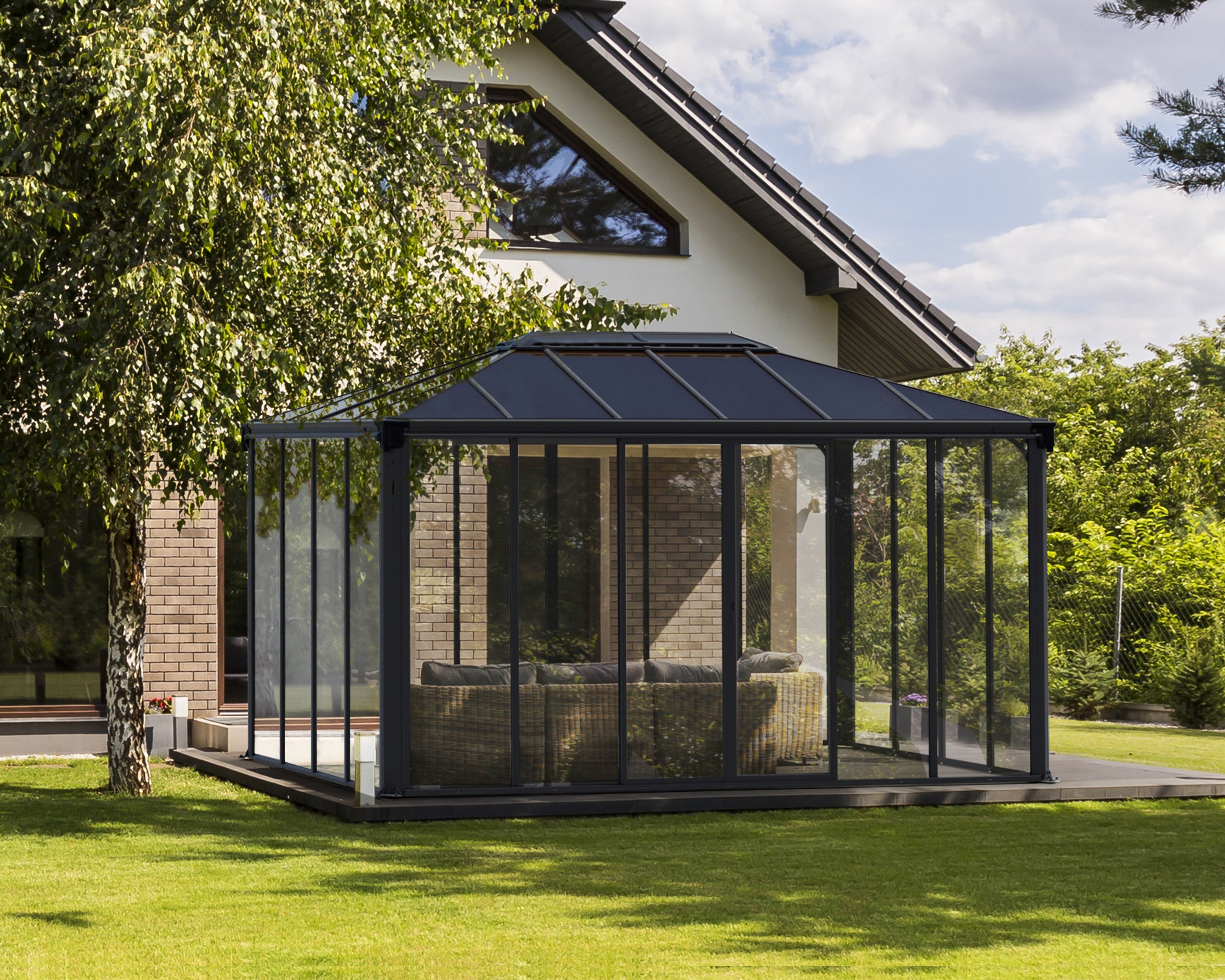Canopia Ledro Enclosed Gazebo w/ Screen Doors - Gray