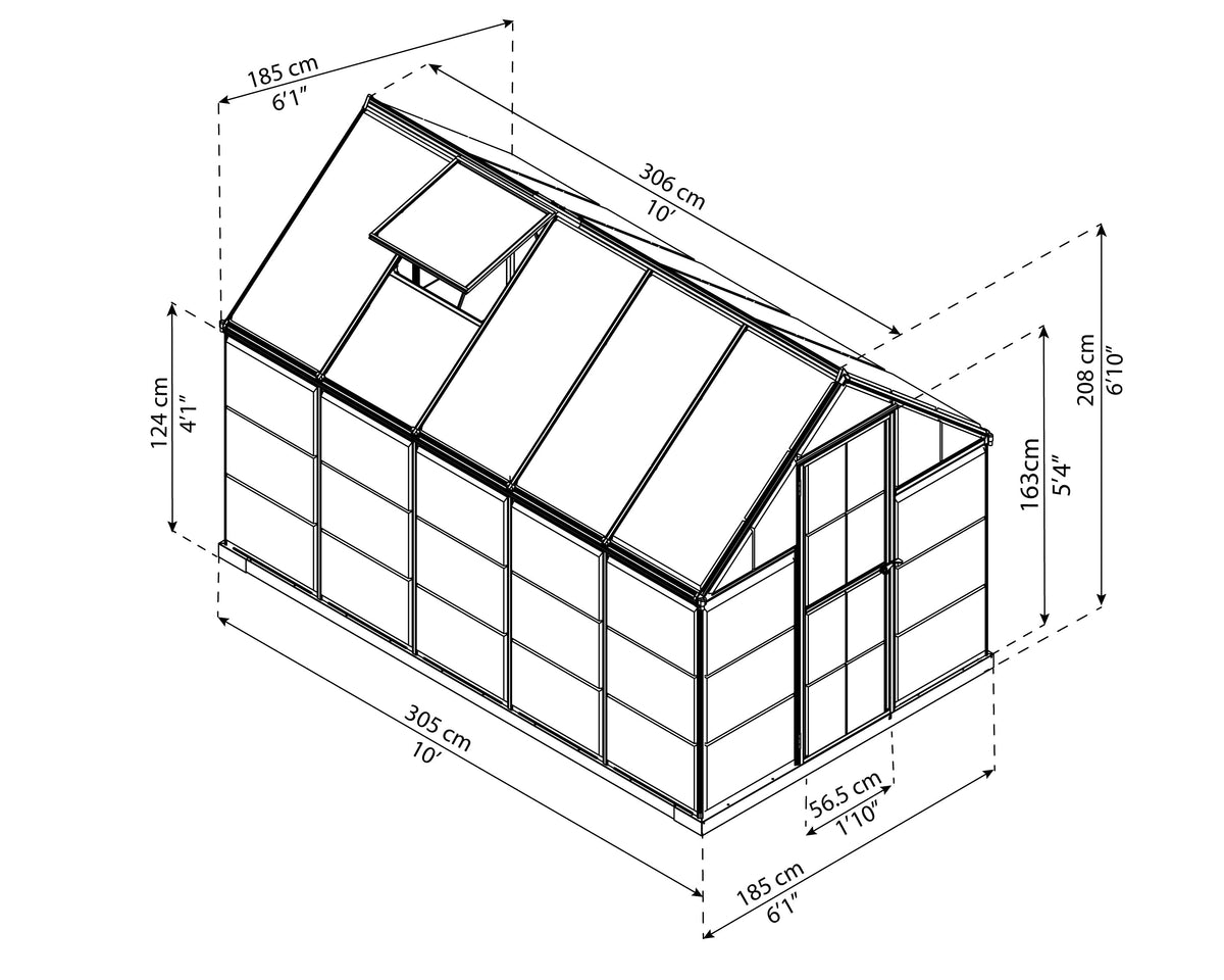 Canopia Hybrid 6' x 10' Greenhouse - Silver/Green/Gray