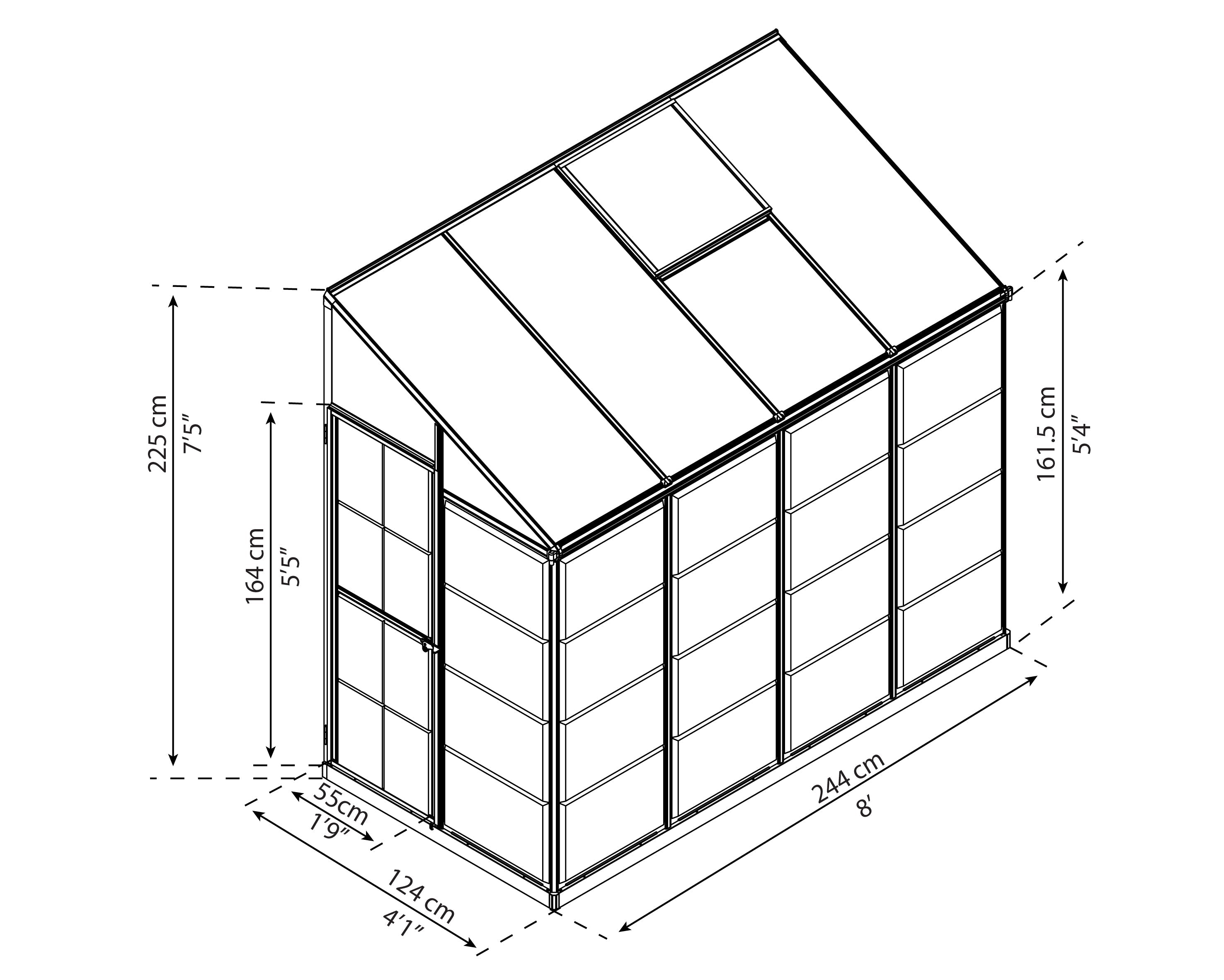 Canopia Hybrid Lean-To 4' x 8' Greenhouse