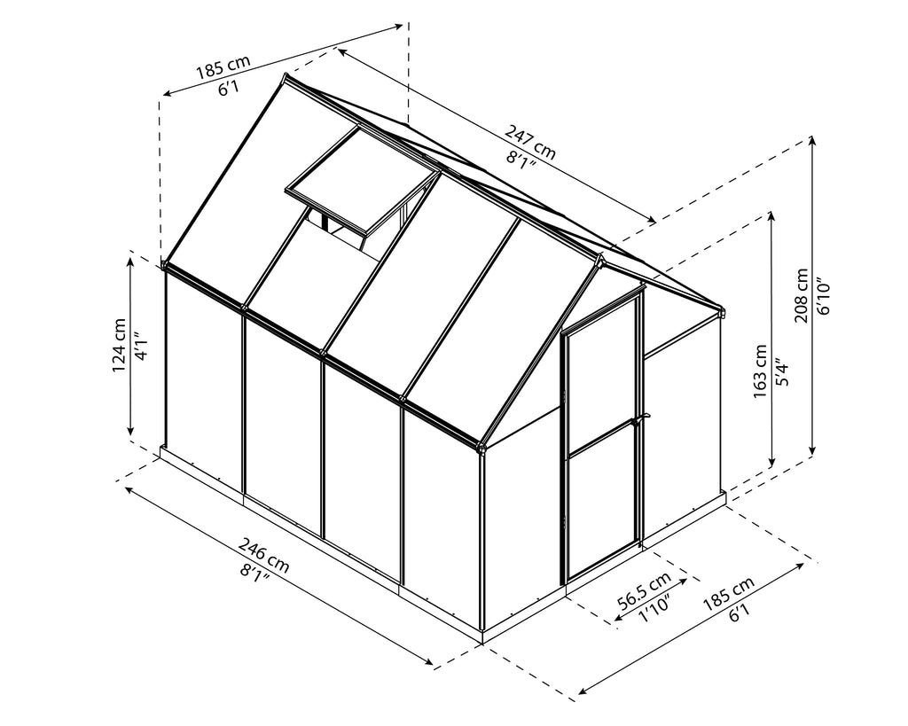 Canopia Mythos 6' x 8' Greenhouse - Silver/Green/Gray
