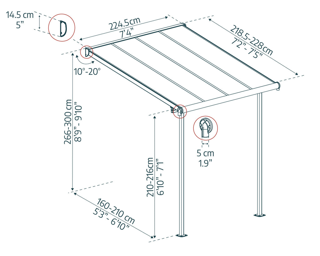 Canopia Sierra 8' x 8' Patio/Door Cover - White