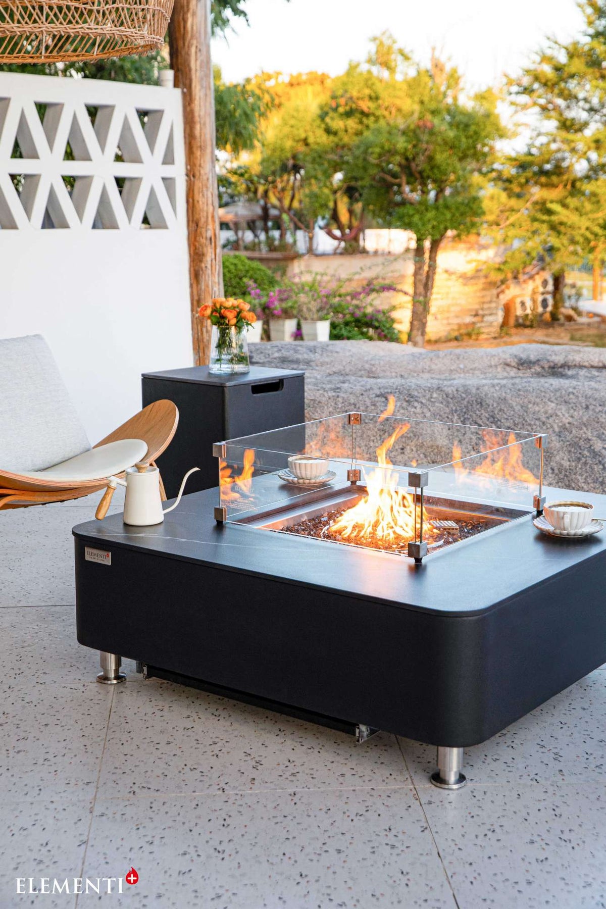 Elementi Plus Copenhagen Marble Porcelain Fire Table