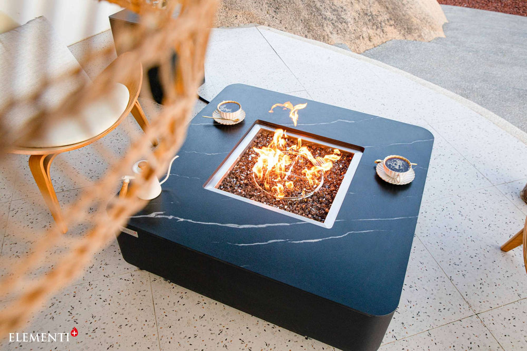 Elementi Plus Copenhagen Marble Porcelain Fire Table