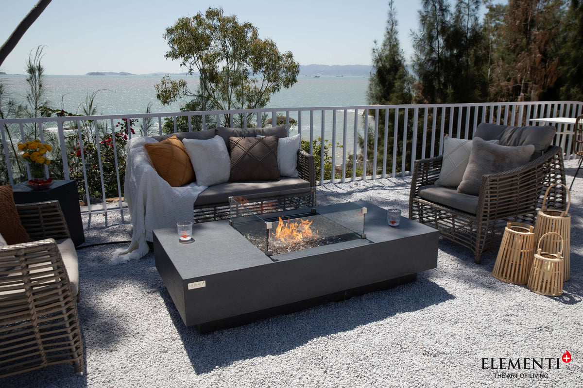 Elementi Plus Cannes Rectangular Concrete Fire Pit Table