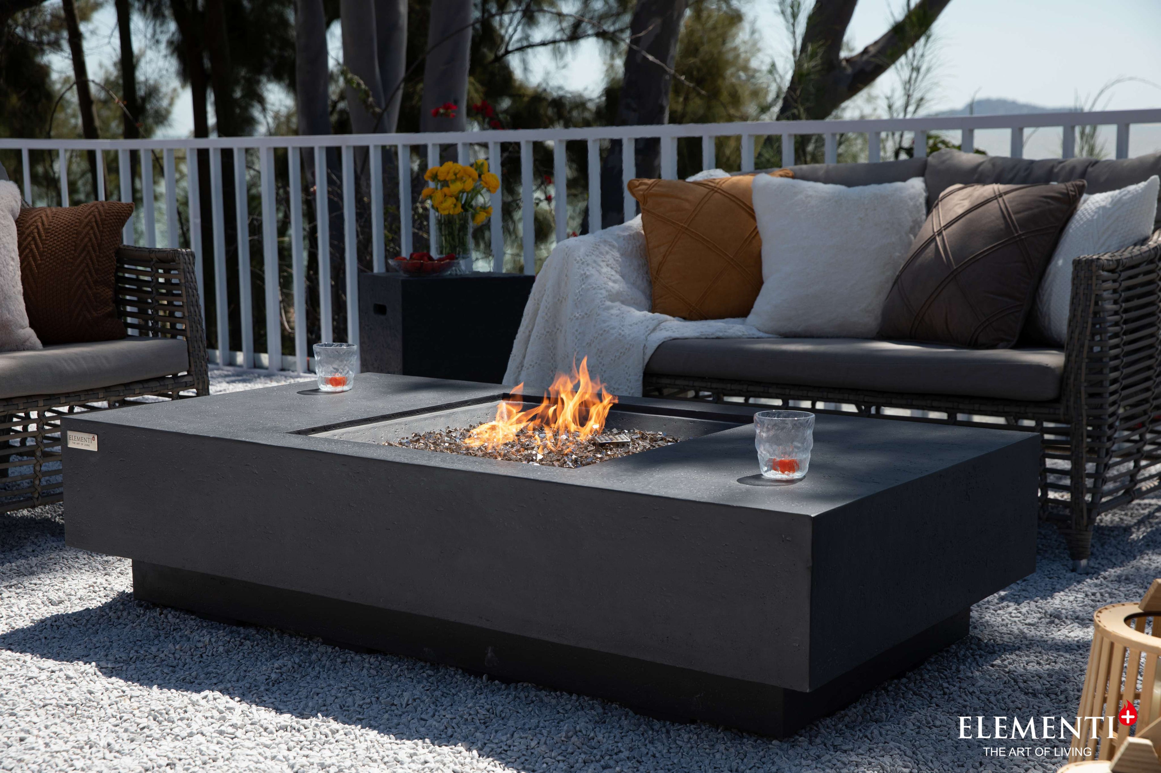 Elementi Plus Cannes Rectangular Concrete Fire Pit Table