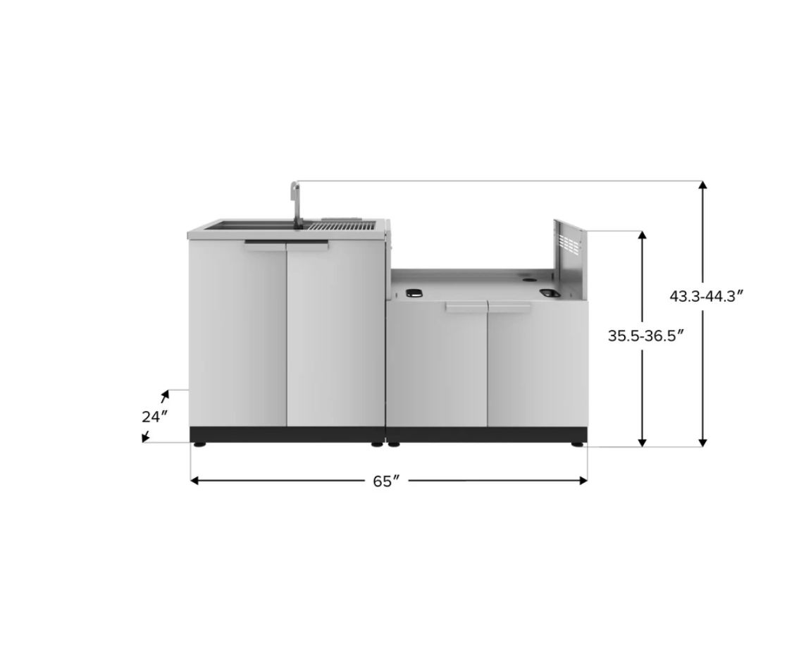 NewAge Outdoor Kitchen 2-Piece Cabinet Set with Sink, Bar and Grill Cabinet - Multiple Sizes