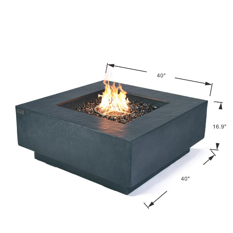 Elementi Plus Bergen Square Concrete Fire Pit Table