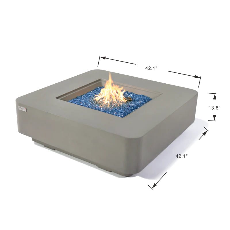 Elementi Plus Lucerne Square Concrete Fire Pit Table