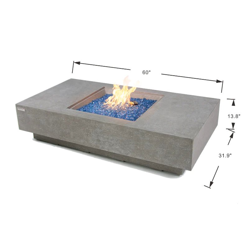 Elementi Plus Monte Carlo Rectangular Concrete Fire Pit Table