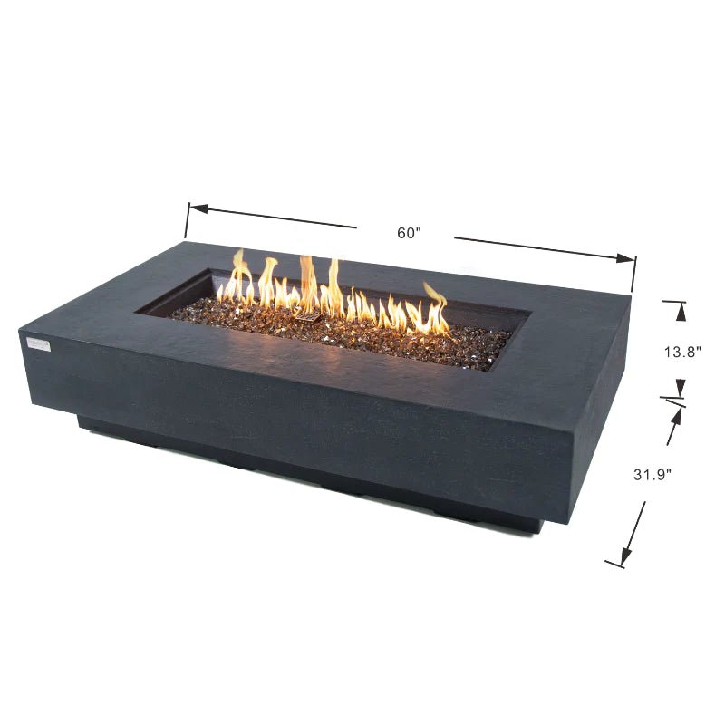 Elementi Plus Positano Rectangular Concrete Fire Pit Table