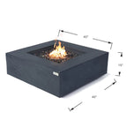 Elementi Plus Roraima Square Concrete Fire Pit Table