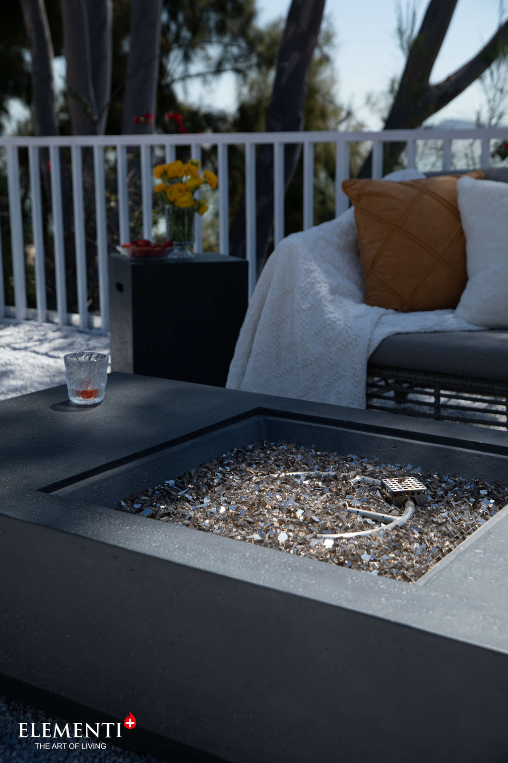 Elementi Plus Cannes Rectangular Concrete Fire Pit Table
