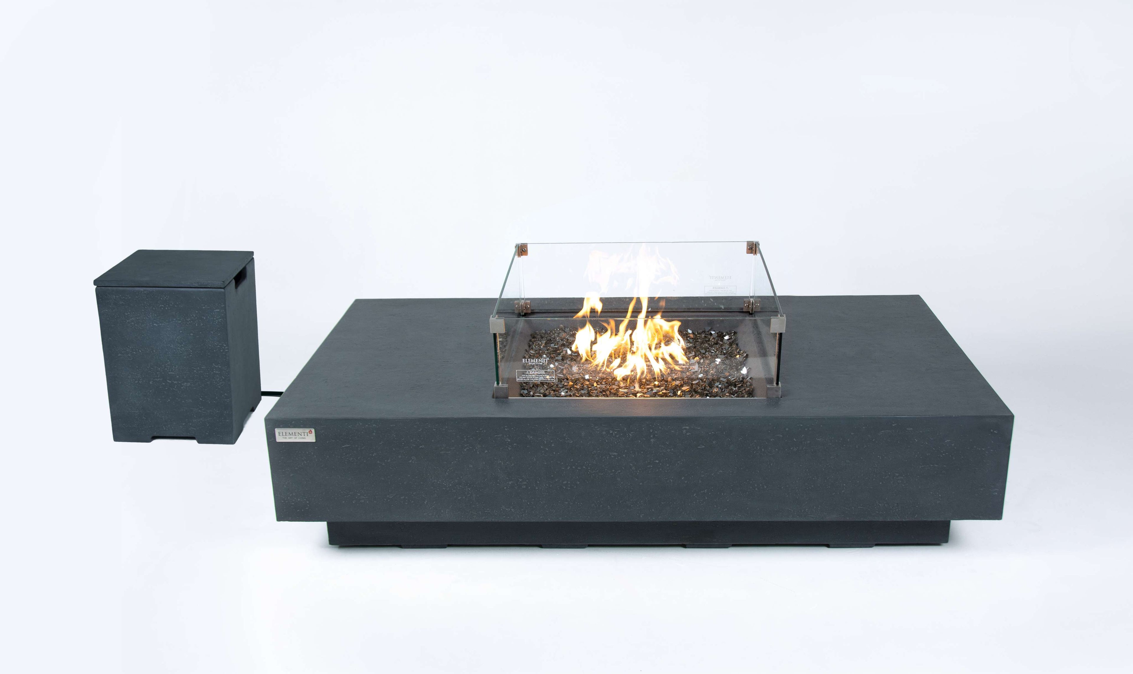 Elementi Plus Cannes Rectangular Concrete Fire Pit Table