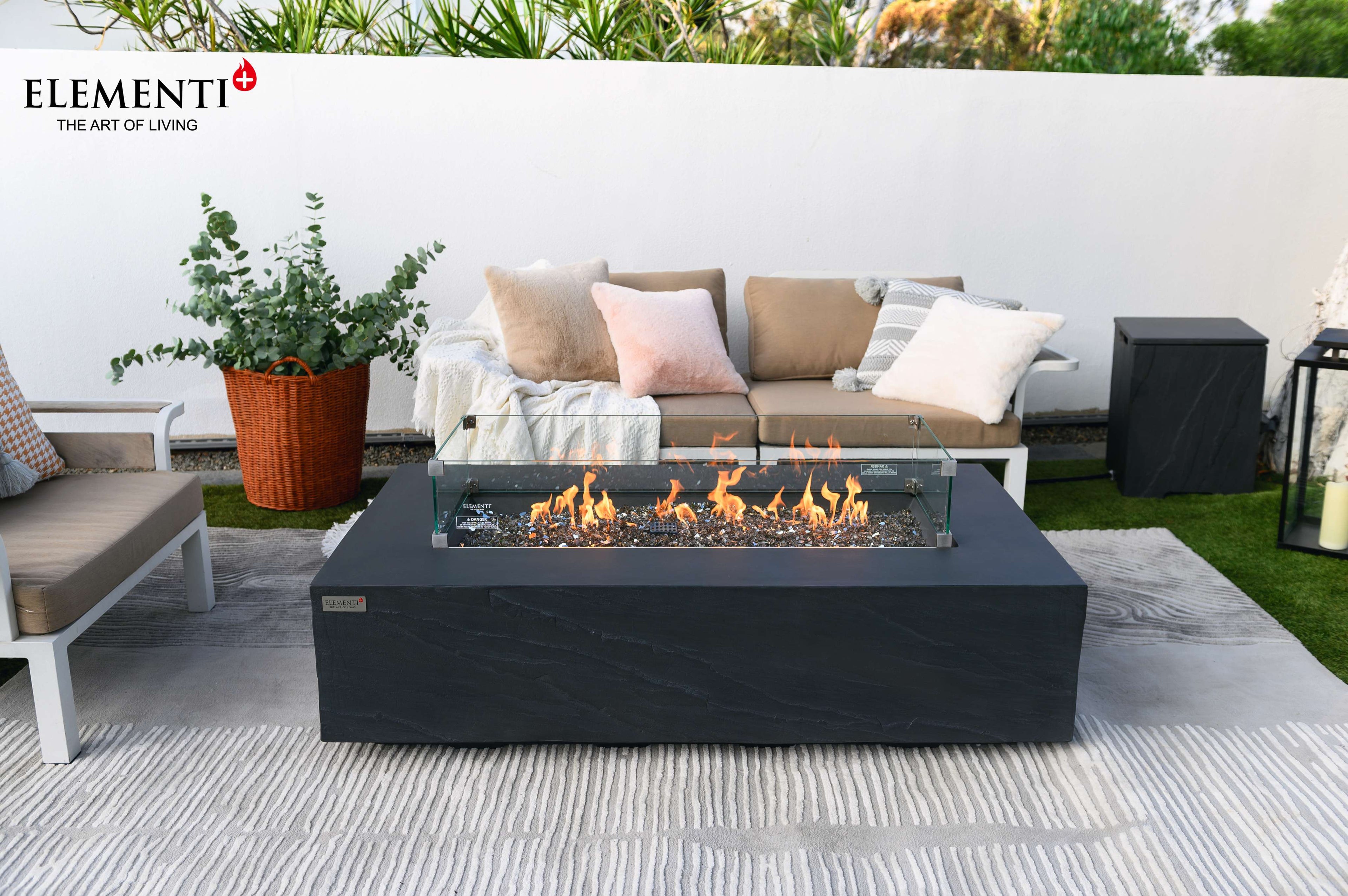 Elementi Plus Cape Town Rectangular Concrete Fire Pit Table