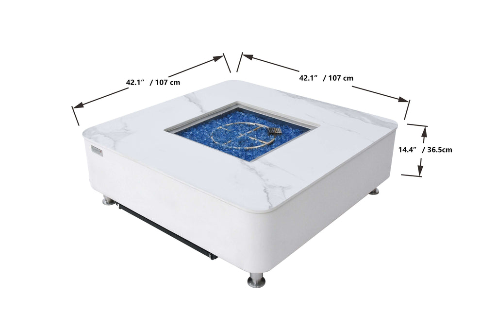 Elementi Plus Annecy Marble Porcelain Fire Table