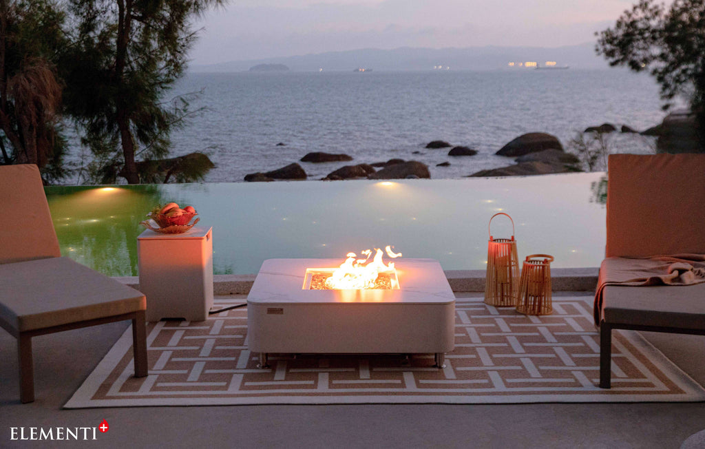 Elementi Plus Annecy Marble Porcelain Fire Table