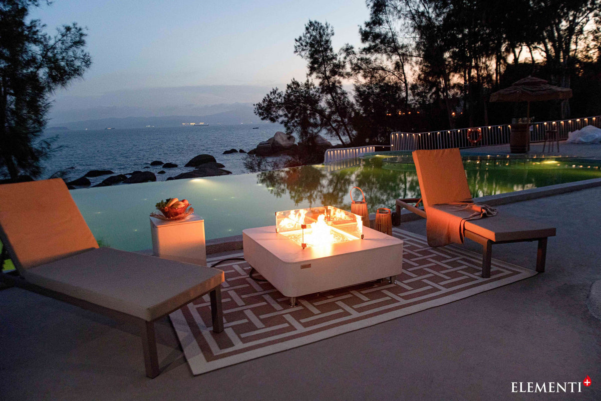 Elementi Plus Annecy Marble Porcelain Fire Table