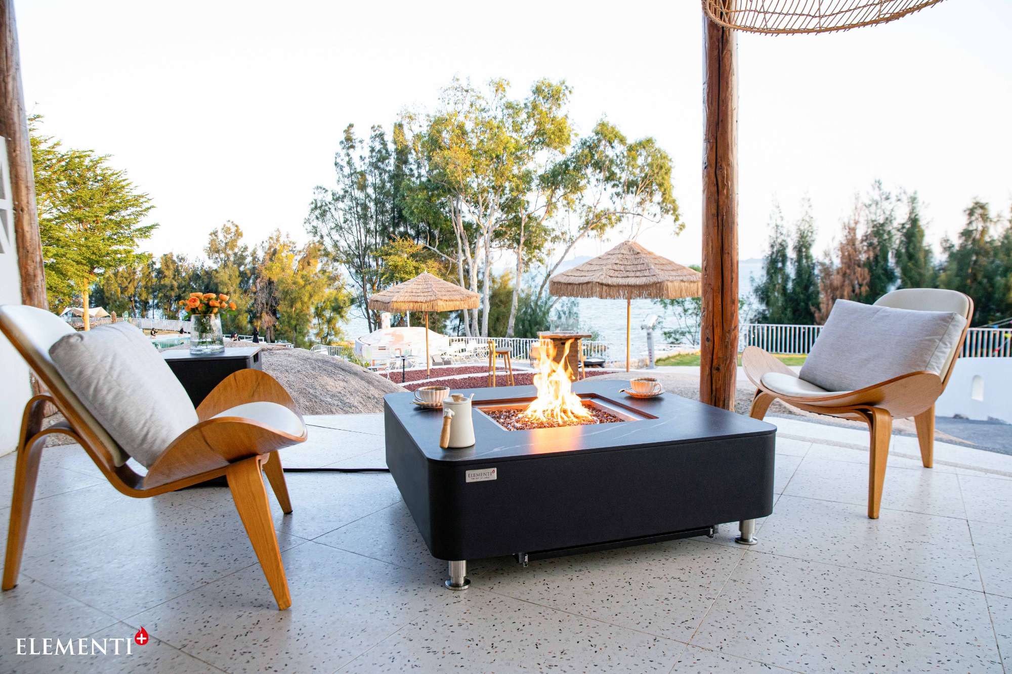 Elementi Plus Copenhagen Marble Porcelain Fire Table