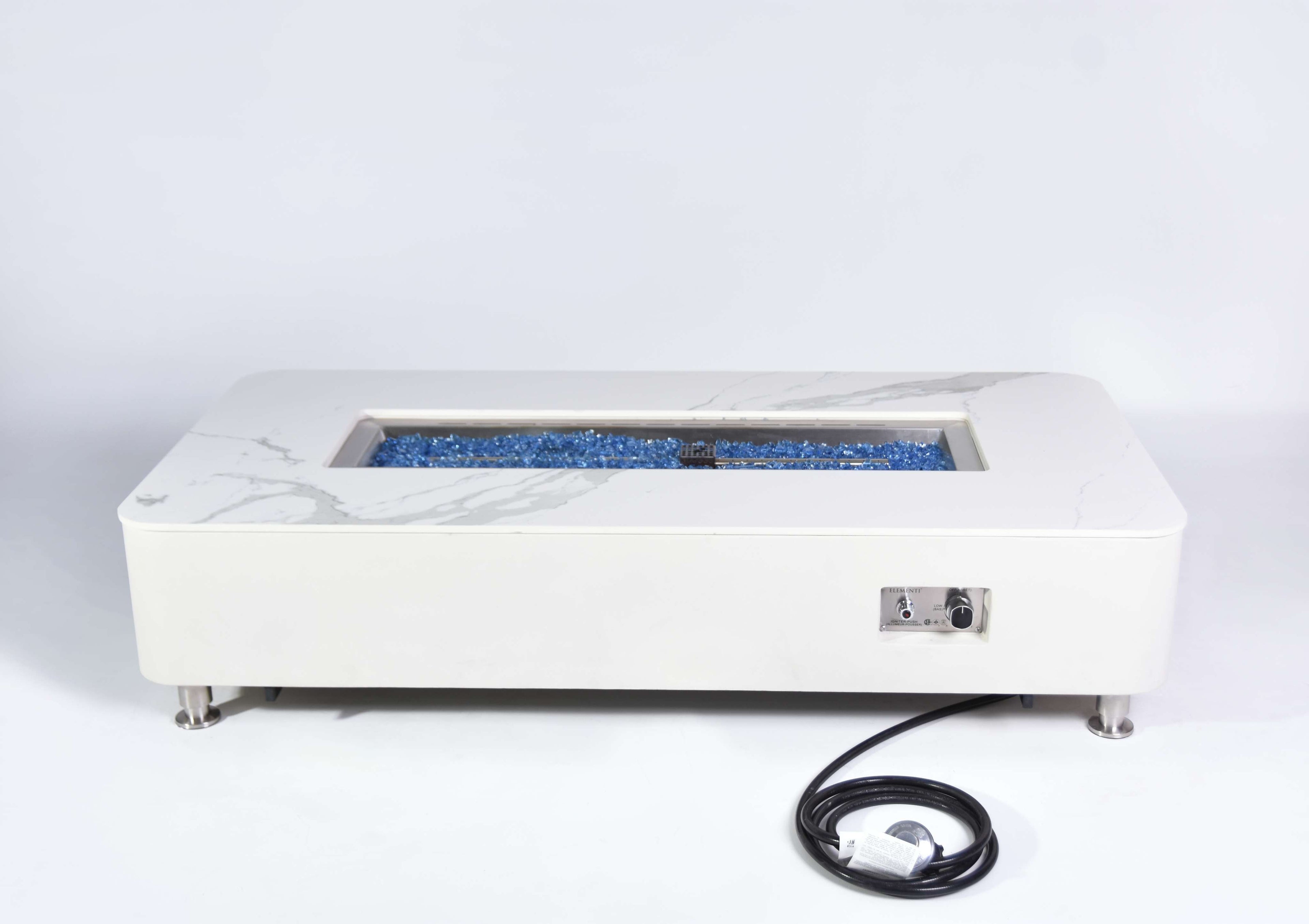 Elementi Plus Athens Rectangular Marble Concrete Base Fire Pit Table