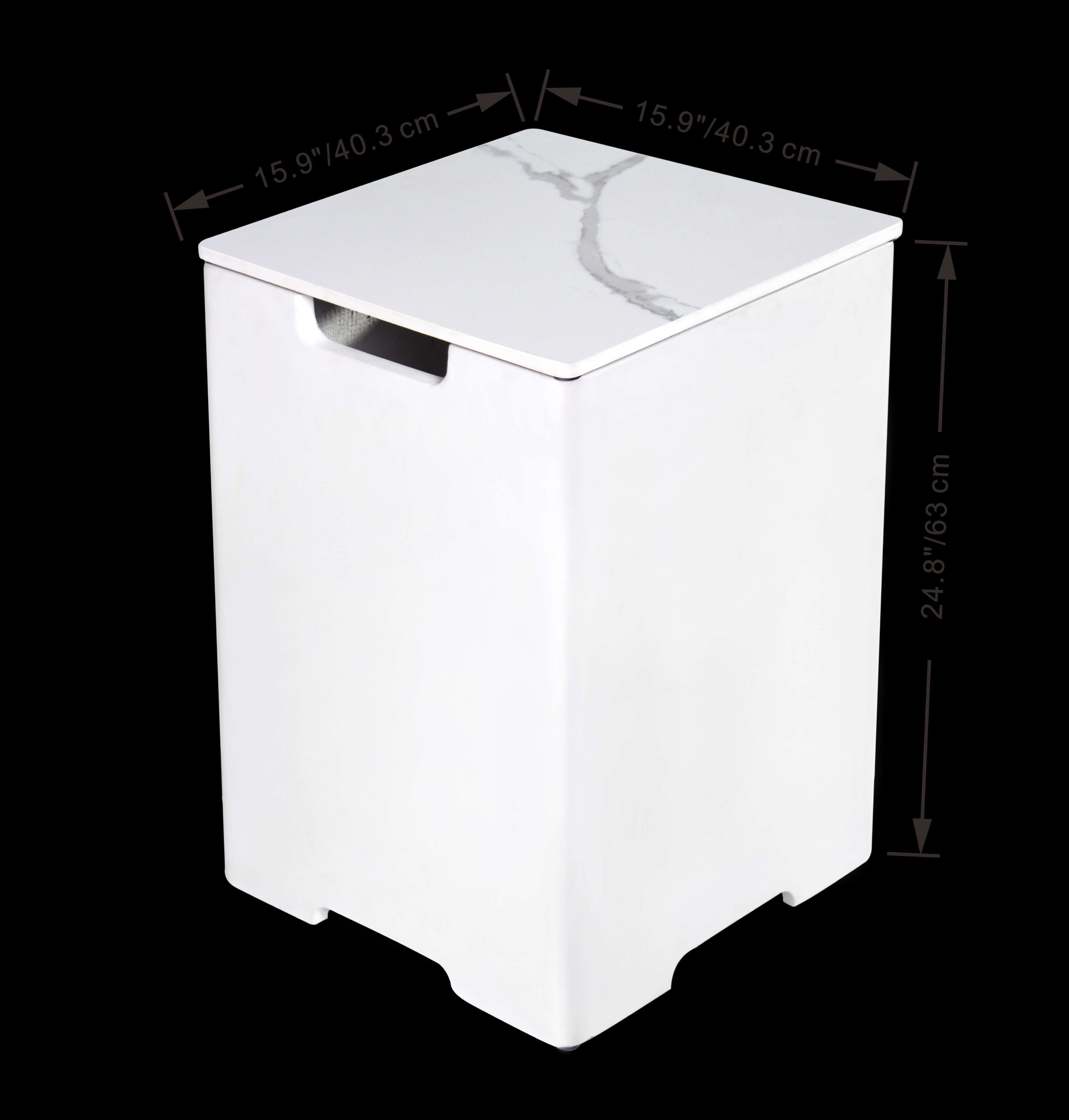 Elementi Plus Athens Rectangular Marble Concrete Base Fire Pit Table