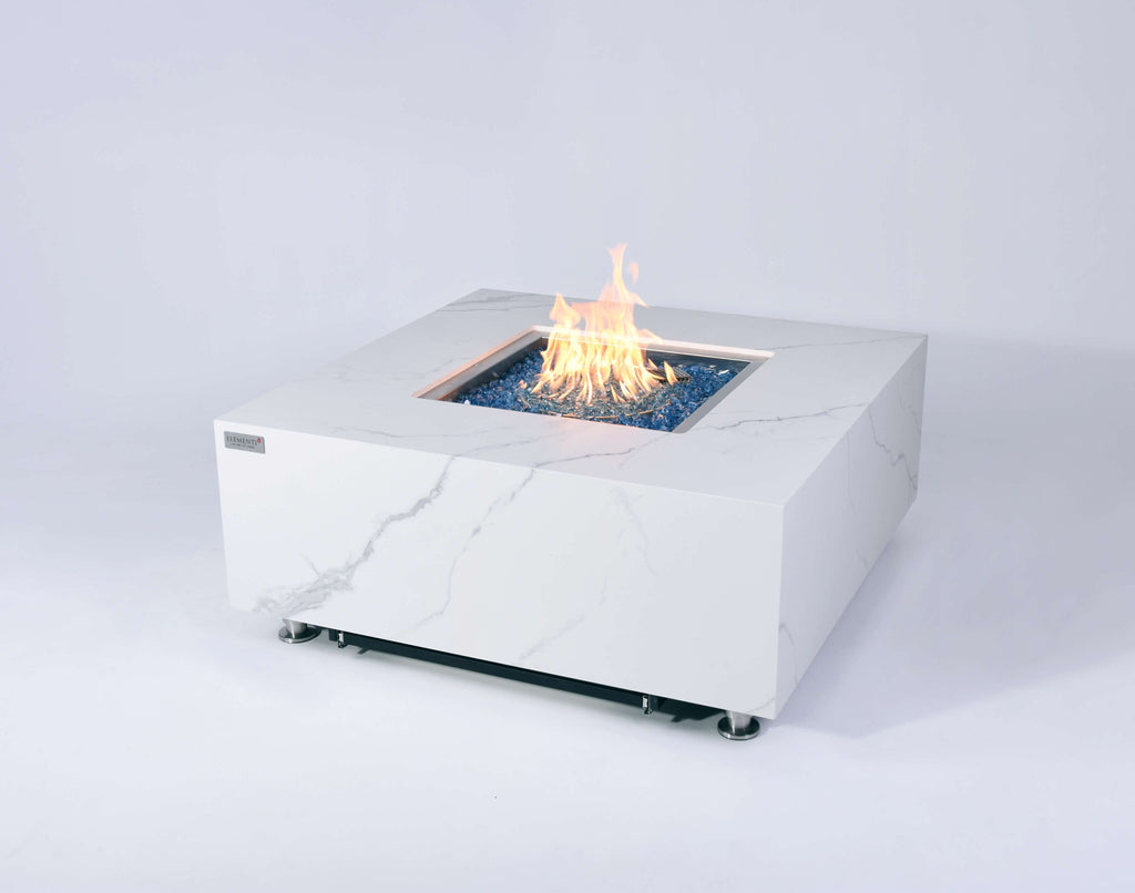 Elementi Plus Bianco White Marble Porcelain Fire Table