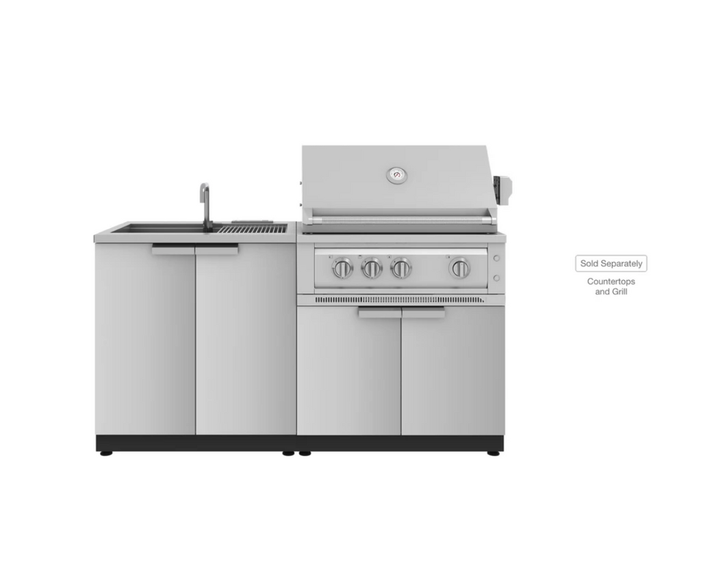 NewAge Outdoor Kitchen 2-Piece Cabinet Set with Sink, Bar and Grill Cabinet - Multiple Sizes